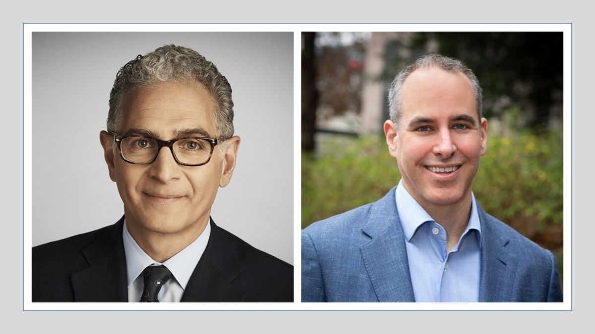 Mark Hoplamazian and Greg Friedman at Hunter Hotel Conference 2025