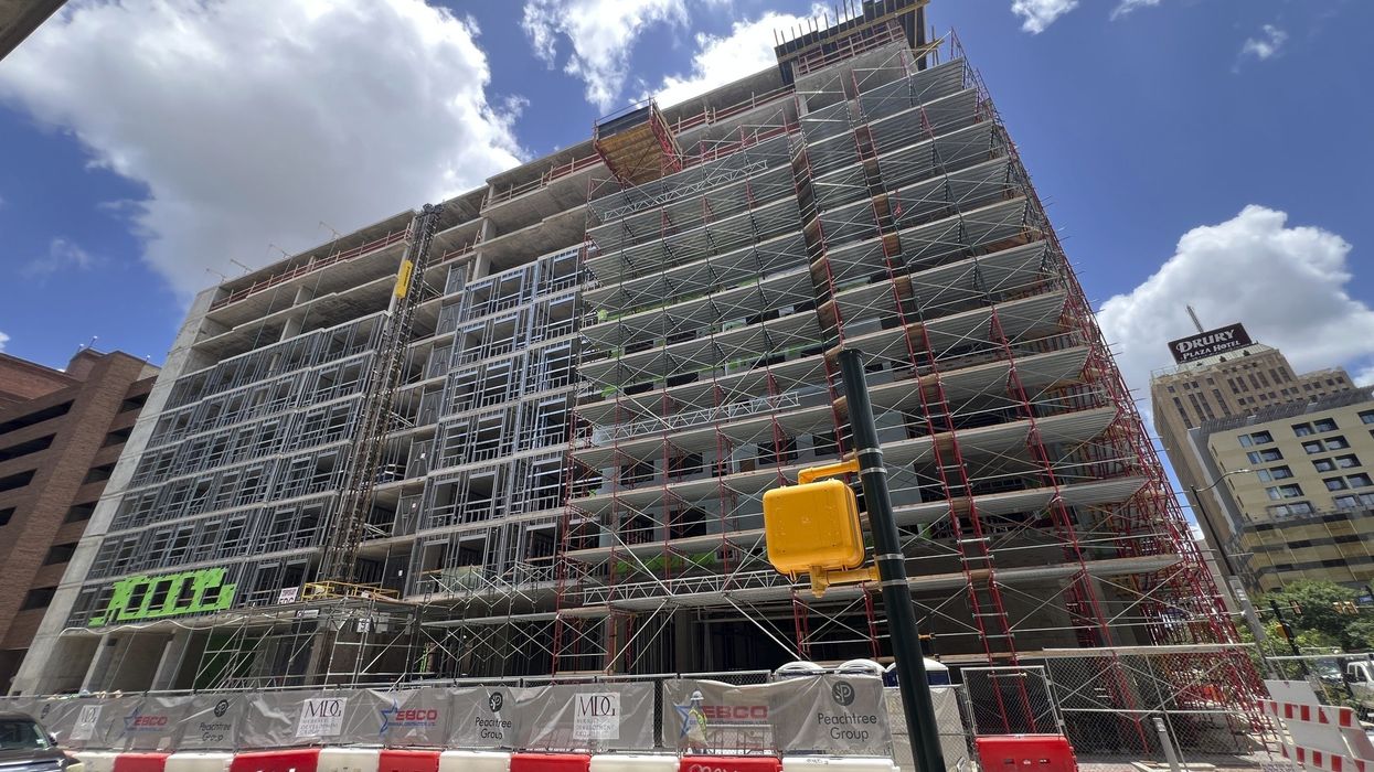 Peachtree Group's Residence Inn by Marriott under construction in downtown San Antonio, topping out milestone reached, June 2025