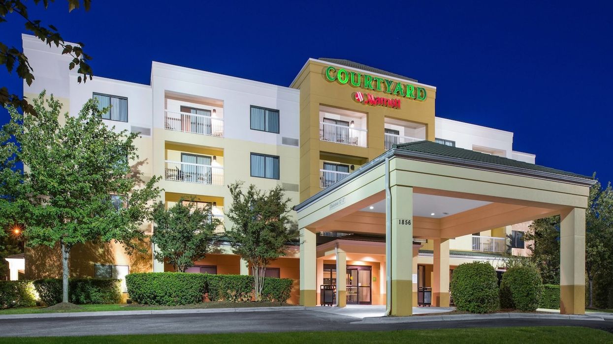 The Courtyard Charlotte Gastonia, a 130-room hotel acquired by Maya Hotels in 2025, featuring a covered entrance and well-maintained landscaping, set for a multi-million-dollar renovation in Q4.