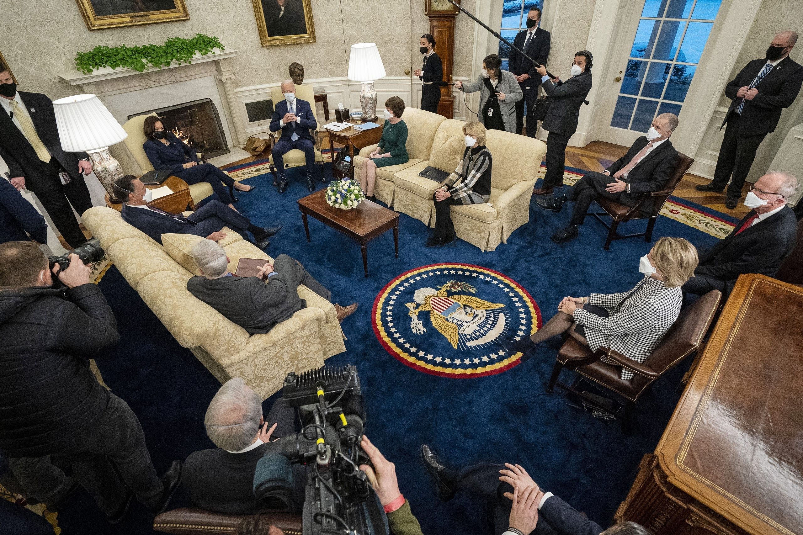 President Biden And VP Harris Meet With GOP Senators To Discuss American Rescue Plan