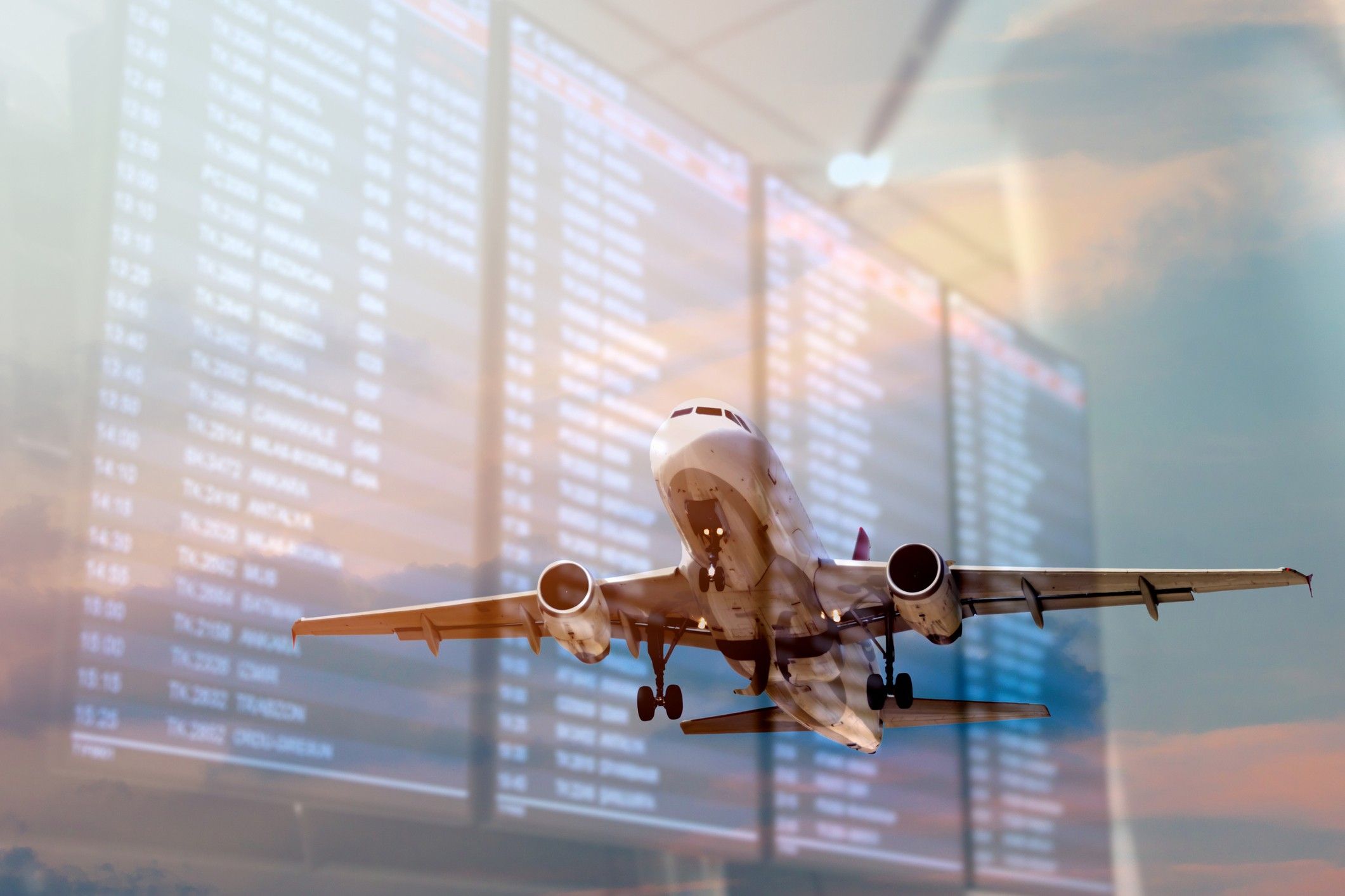 Plane and Flight information screens double Exposure Concepts Brand USA