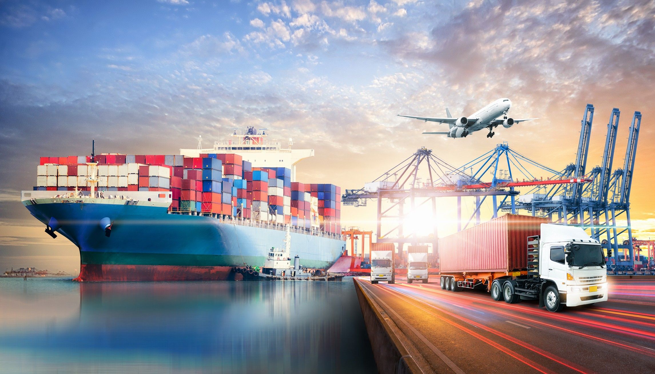 Global business logistics import export background and container cargo freight ship transport concept AHLA survey