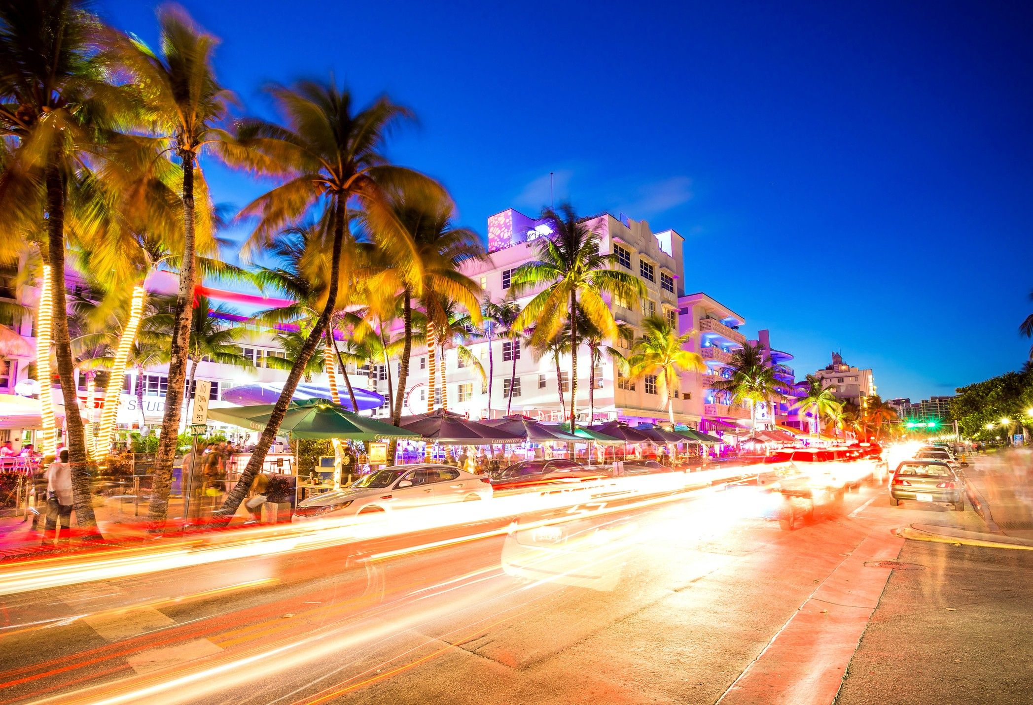 South Beach night life at Ocean Drive, Miami, USA February ADR for U.S. hotels